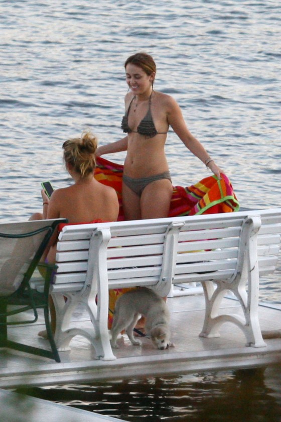 Miley Cyrus Bikini Candids At Orchard Lake Adds 30 Gotceleb