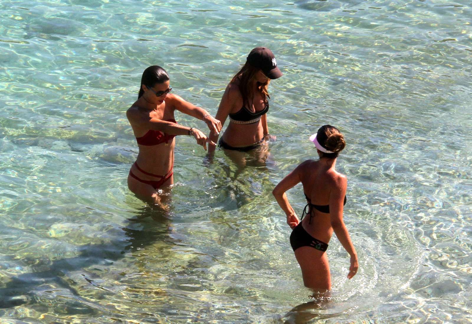 Adriana Lima in Red Bikini in Mykonos