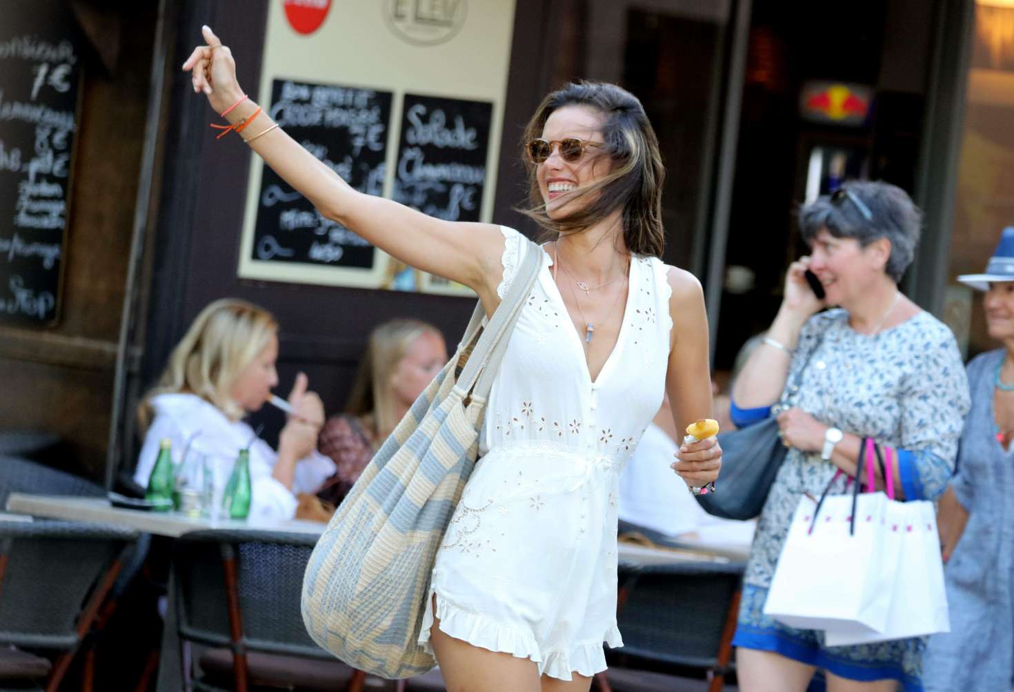 Alessandra Ambrosio in White out in St Tropez