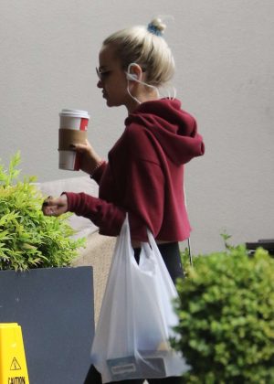 Dove Cameron in Tights – Grabs a coffee in Los Angeles – GotCeleb