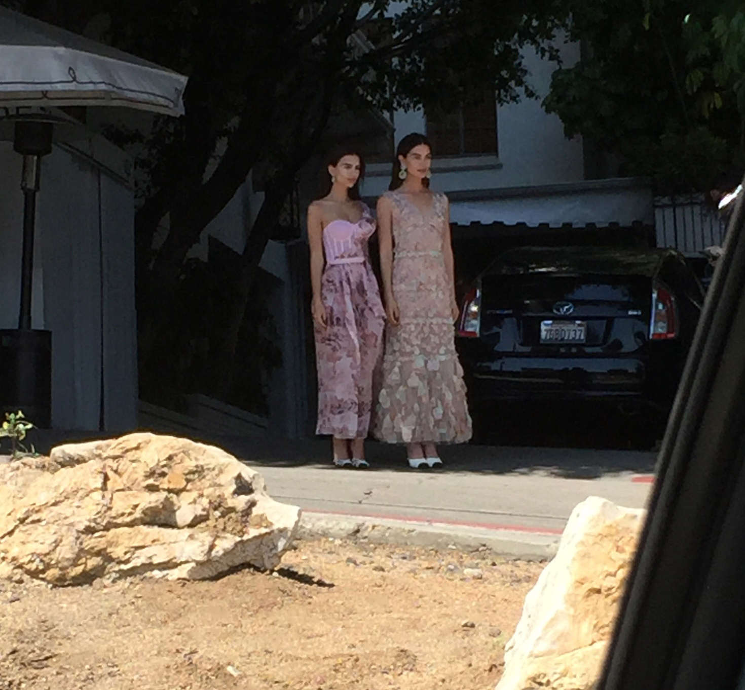 Emily Ratajkowski and Lily Aldridge modelling at the Chateau Marmont in LA