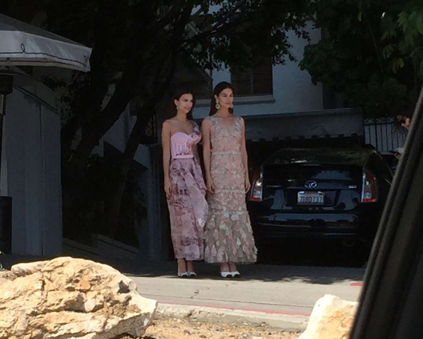 Emily Ratajkowski and Lily Aldridge modelling at the Chateau Marmont in LA