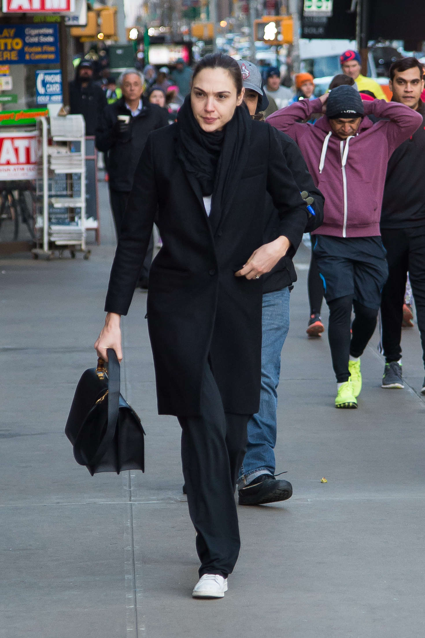 Gal Gadot in Black Coat out in NYC