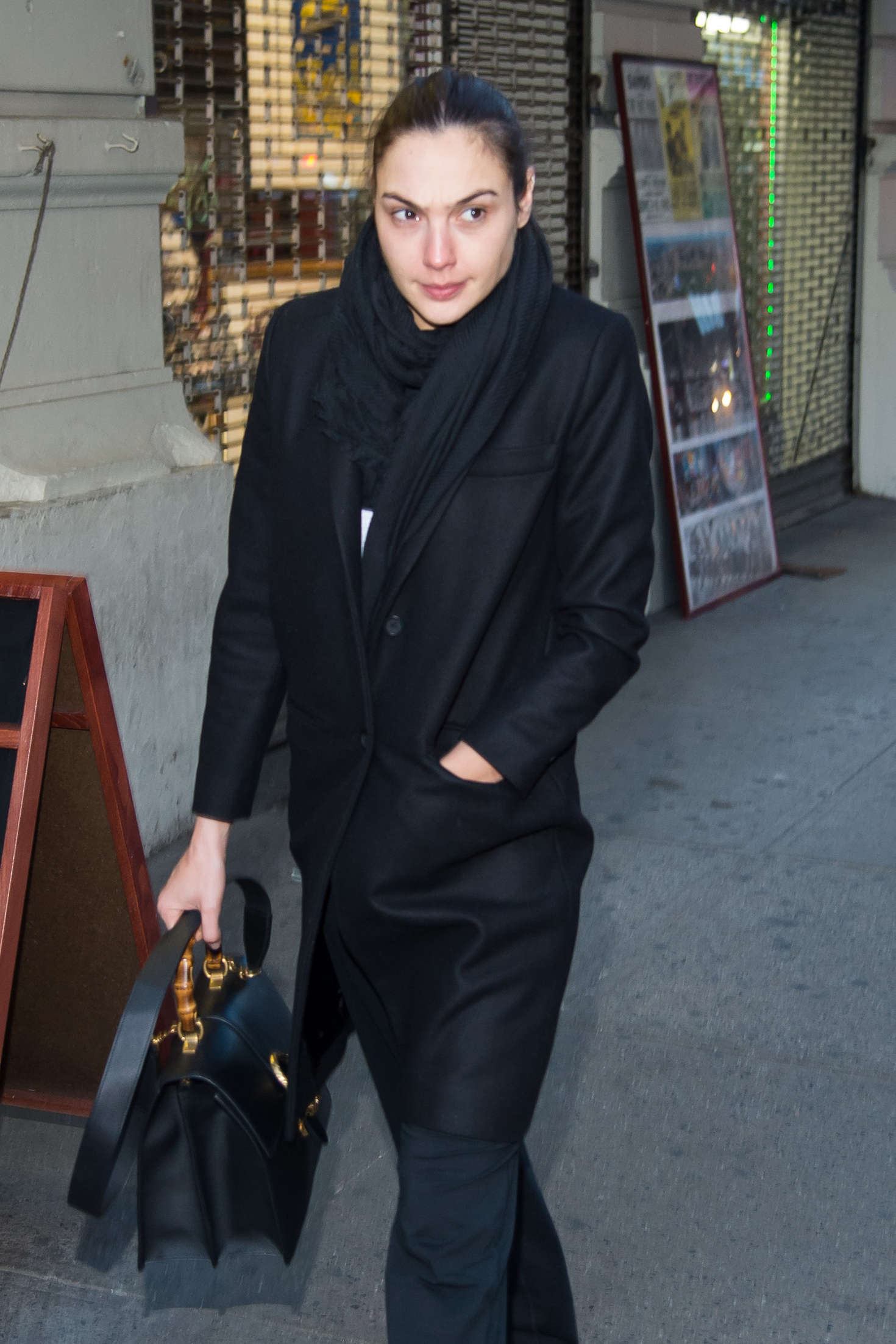 Gal Gadot in Black Coat out in NYC