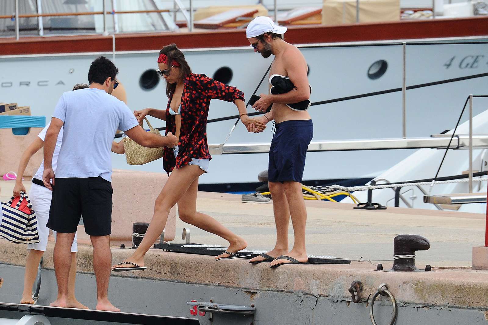 Irina Shayk in Bikini Top and Shorts in Sardinia