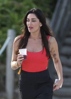 Jasmine Waltz In Red Swimsuit On Miami Beach GotCeleb