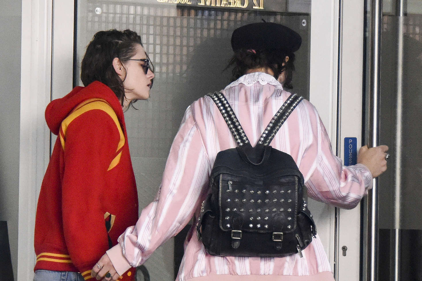 Kristen Stewart in Red Jackets Out in Paris