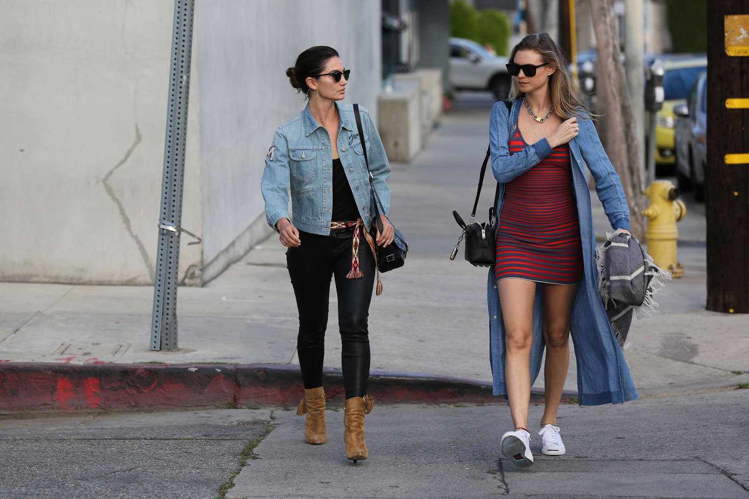 Lily Aldridge and Behati Prinsloo at Gracias Madre in West Hollywood