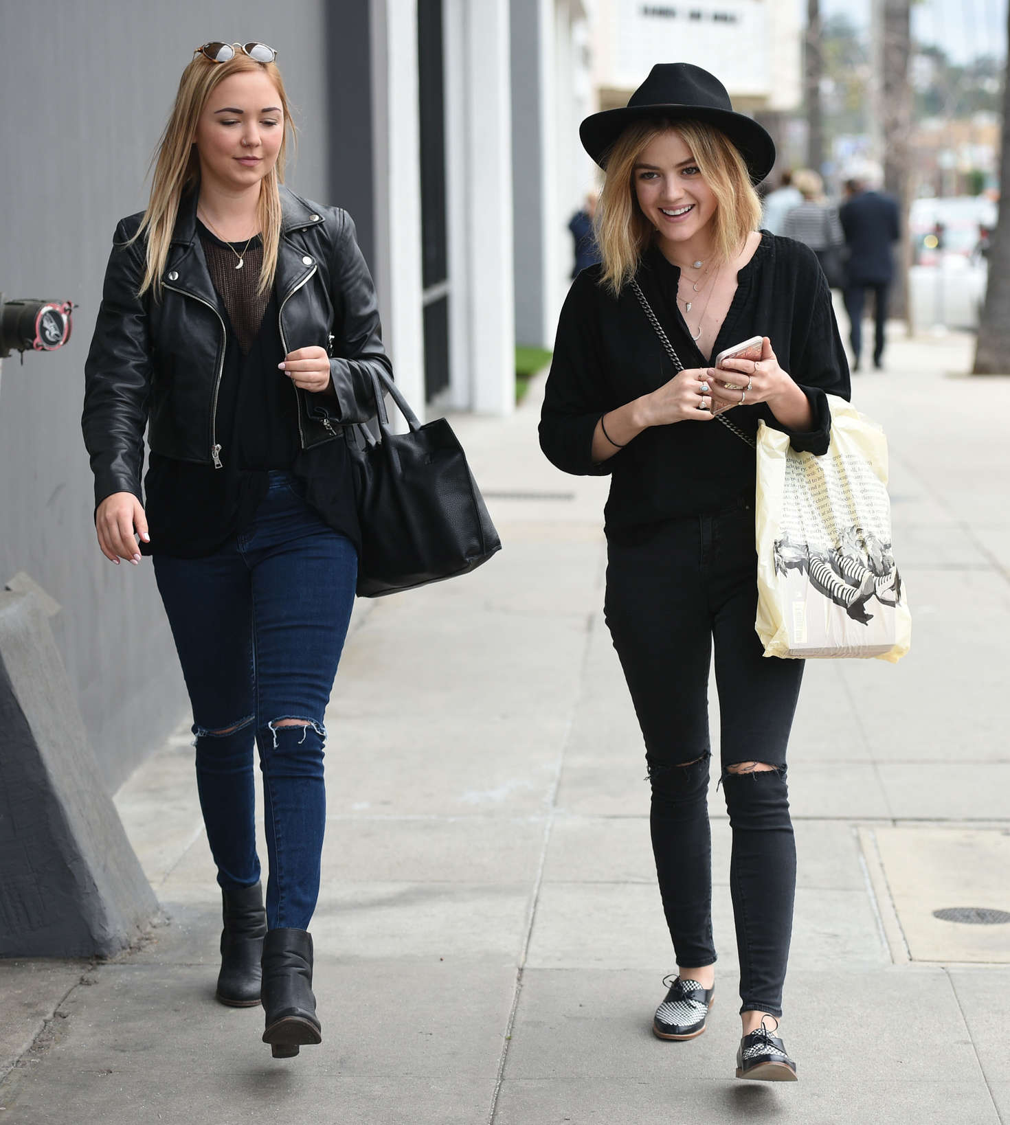 Lucy Hale in Black Ripped Jeans out in Studio City