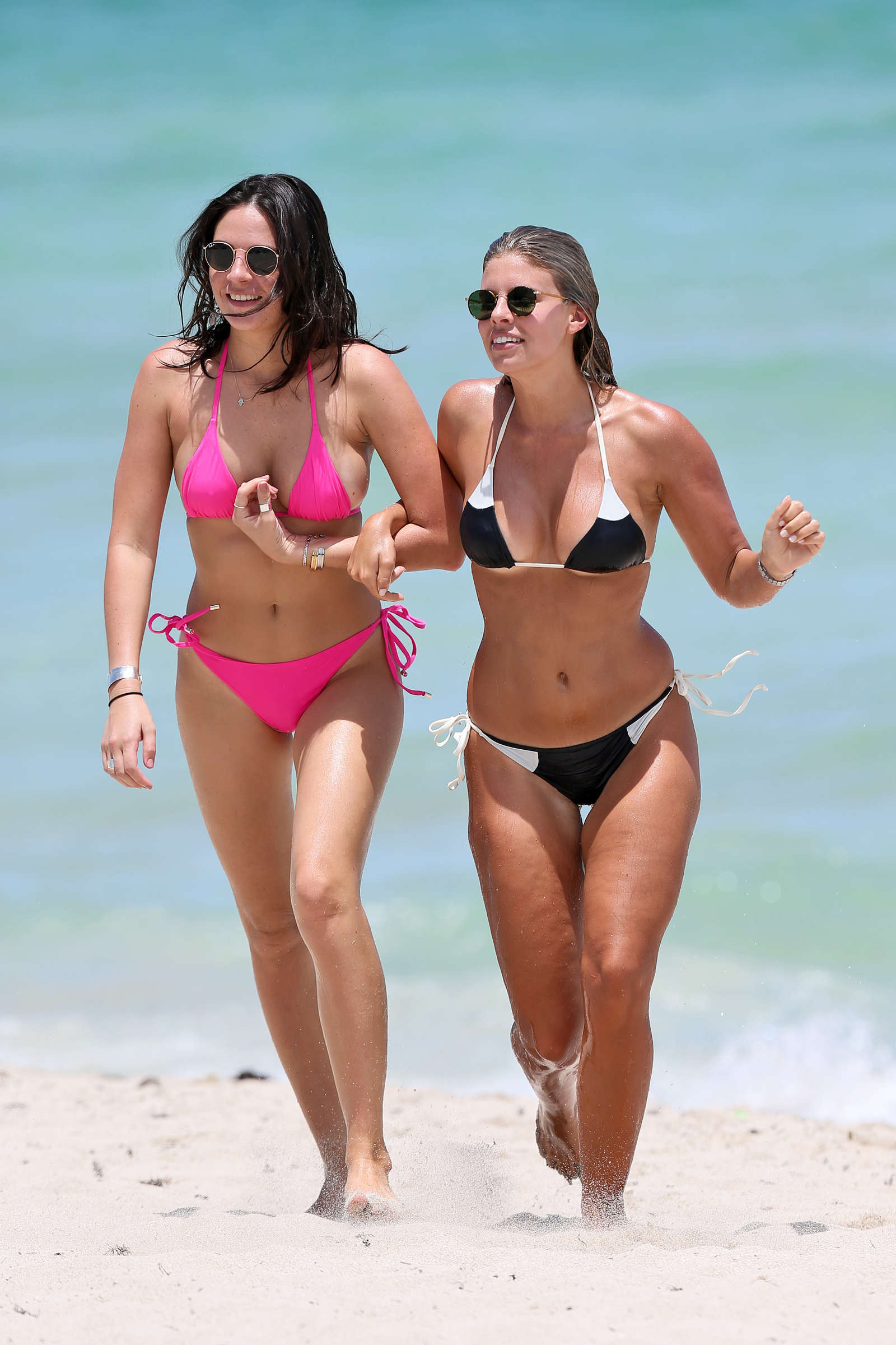 Natasha Oakley in Black Bikini at a Beach in Miami