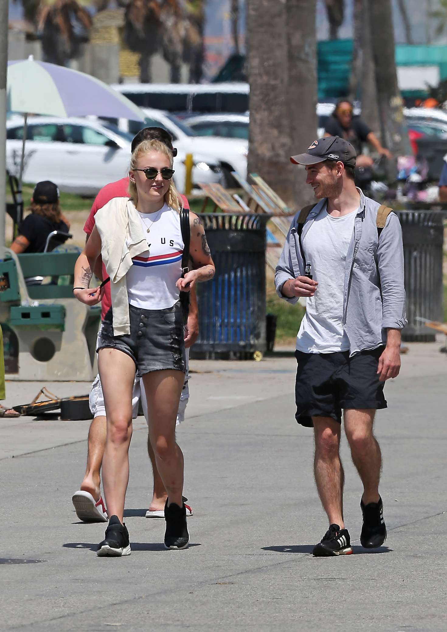 Sophie Turner in Shorts out in Venice Beach