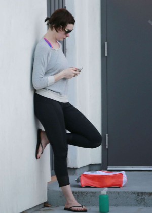 Anne Hathaway in Spandex Out in West Hollywood