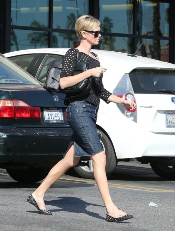 Charlize Theron in Jeans Skirt -08 – GotCeleb