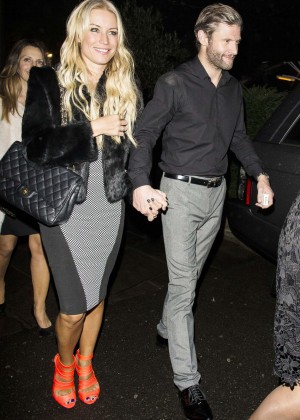 Denise Van Outen with friends for a night out in Chigwell