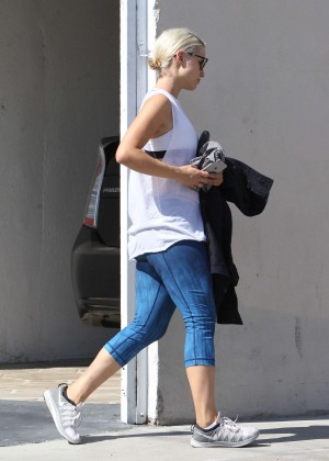 Dianna Agron in Blue Leggings out in West Hollywood