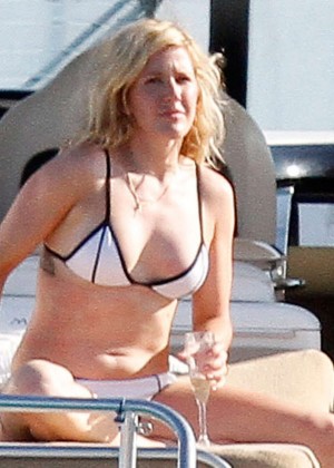 Ellie Goulding in a Bikini on a Yacht in Spain