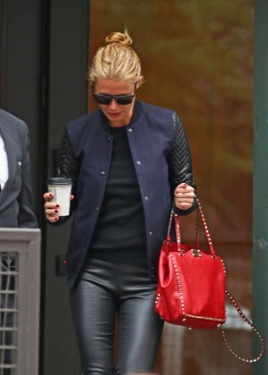 Gwyneth Paltrow in Leather Pants Leaving her Apartment in New York