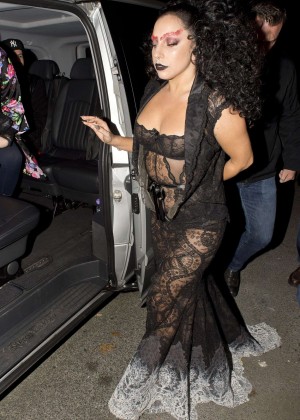 Lady Gaga in Black Dress out in London