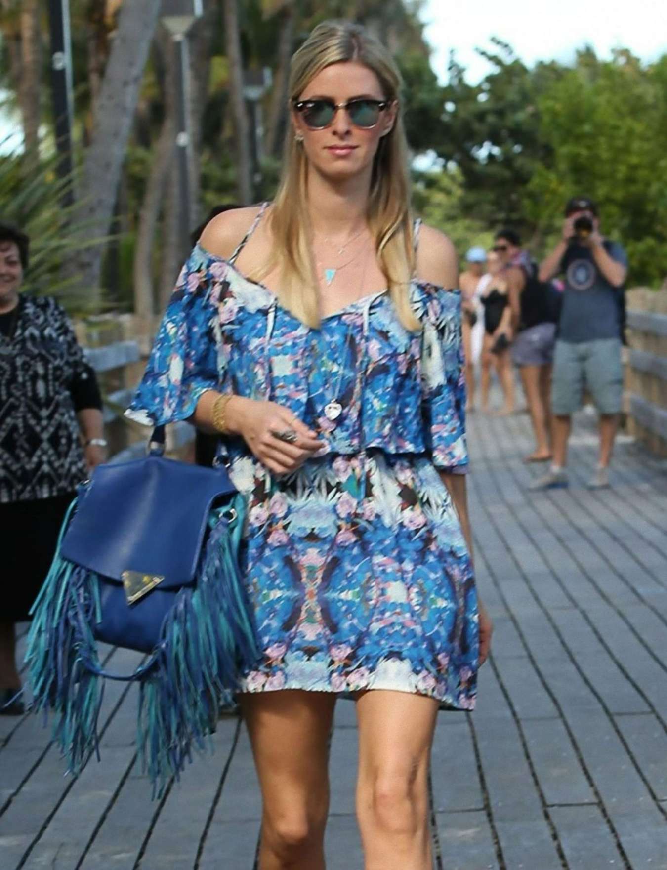 Nicky Hilton in Blue Dress Out in Miami Beach | GotCeleb