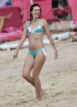 Rhea Durham in a bikini on the beach in Barbados