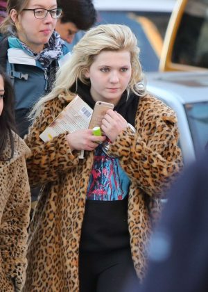 Abigail Breslin in Fur Coat out in NYC