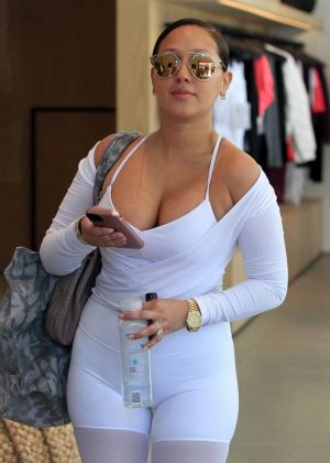 Adrienne Bailon in Tights Leaving a yoga class in Beverly Hills