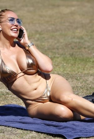Aisleyne Horgan-Wallace in a bikini in London park