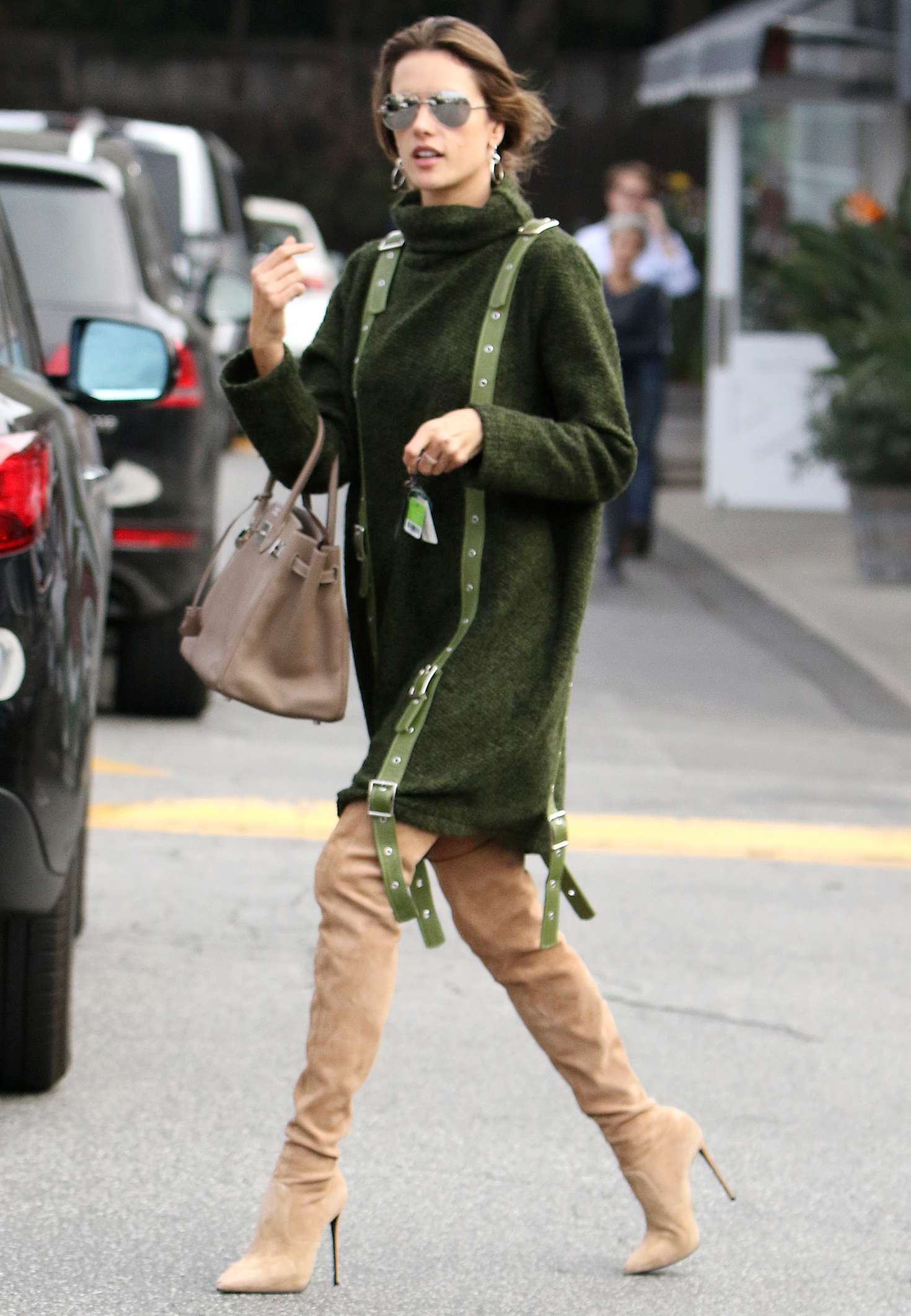 Alessandra Ambrosio in Green Dress out in Los Angeles | GotCeleb