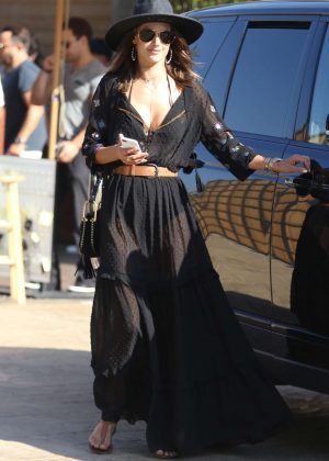 Alessandra Ambrosio in Long Black Dress out in Malibu