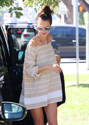 Alessandra Ambrosio in Short Dress Out in Brentwood