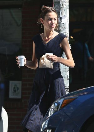 Alexa Chung getting coffee in the East Village in NYC