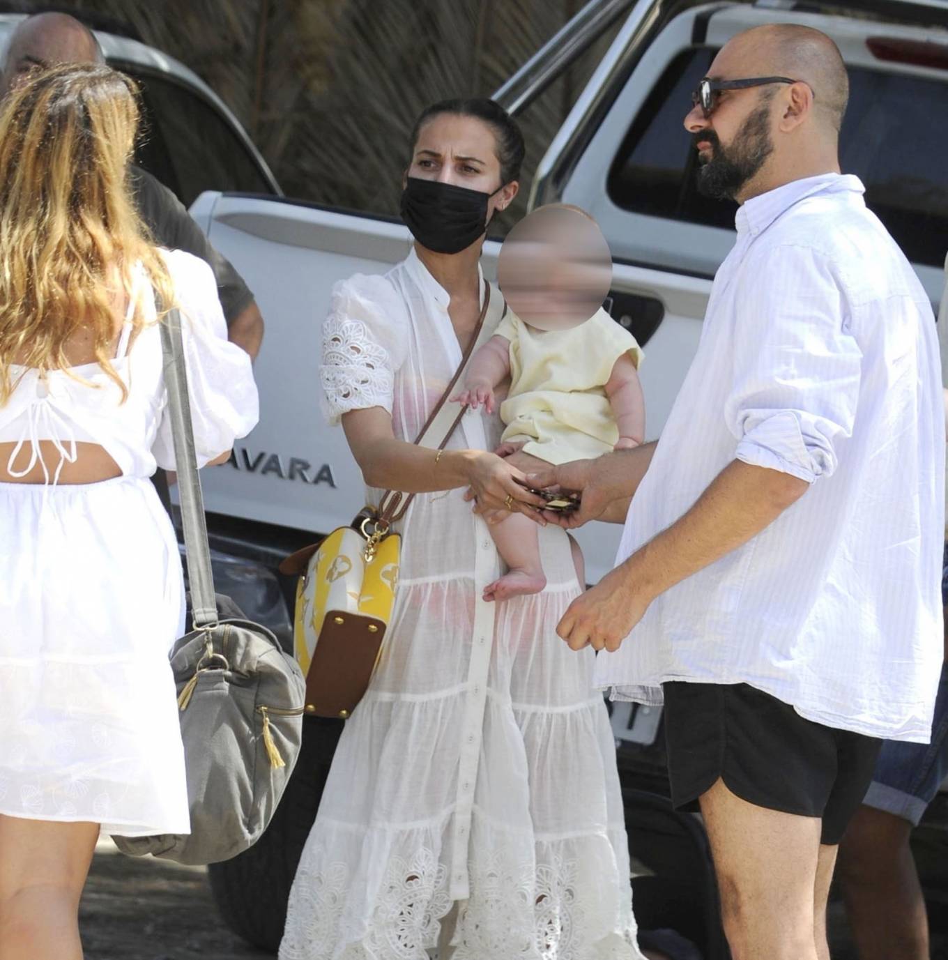 alicia vikander and michael fassbender step out for a walk with their baby  and some friends in ibiza, spain-240821_6