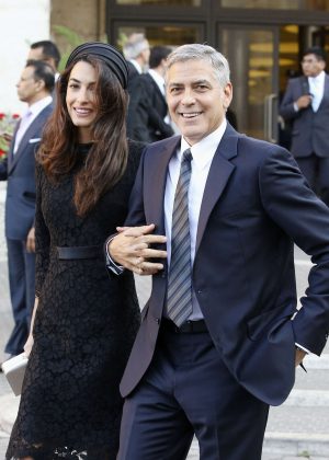 Amal and George Clooney out in Rome
