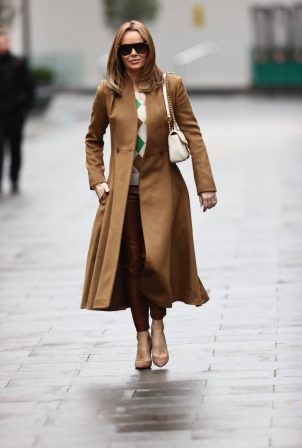 Amanda Holden - In a brown coat leaving Global Radio Studios in London