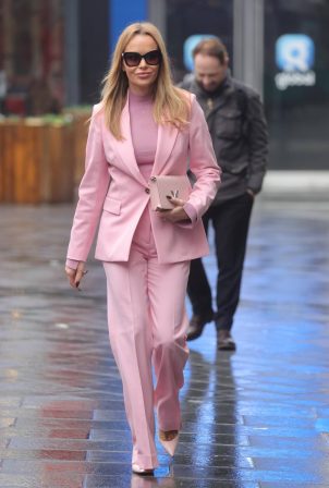 Amanda Holden - In a pink suit at Heart radio in London