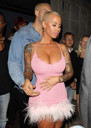 Amber Rose in a Pink Leaving Warwick in West Hollywood