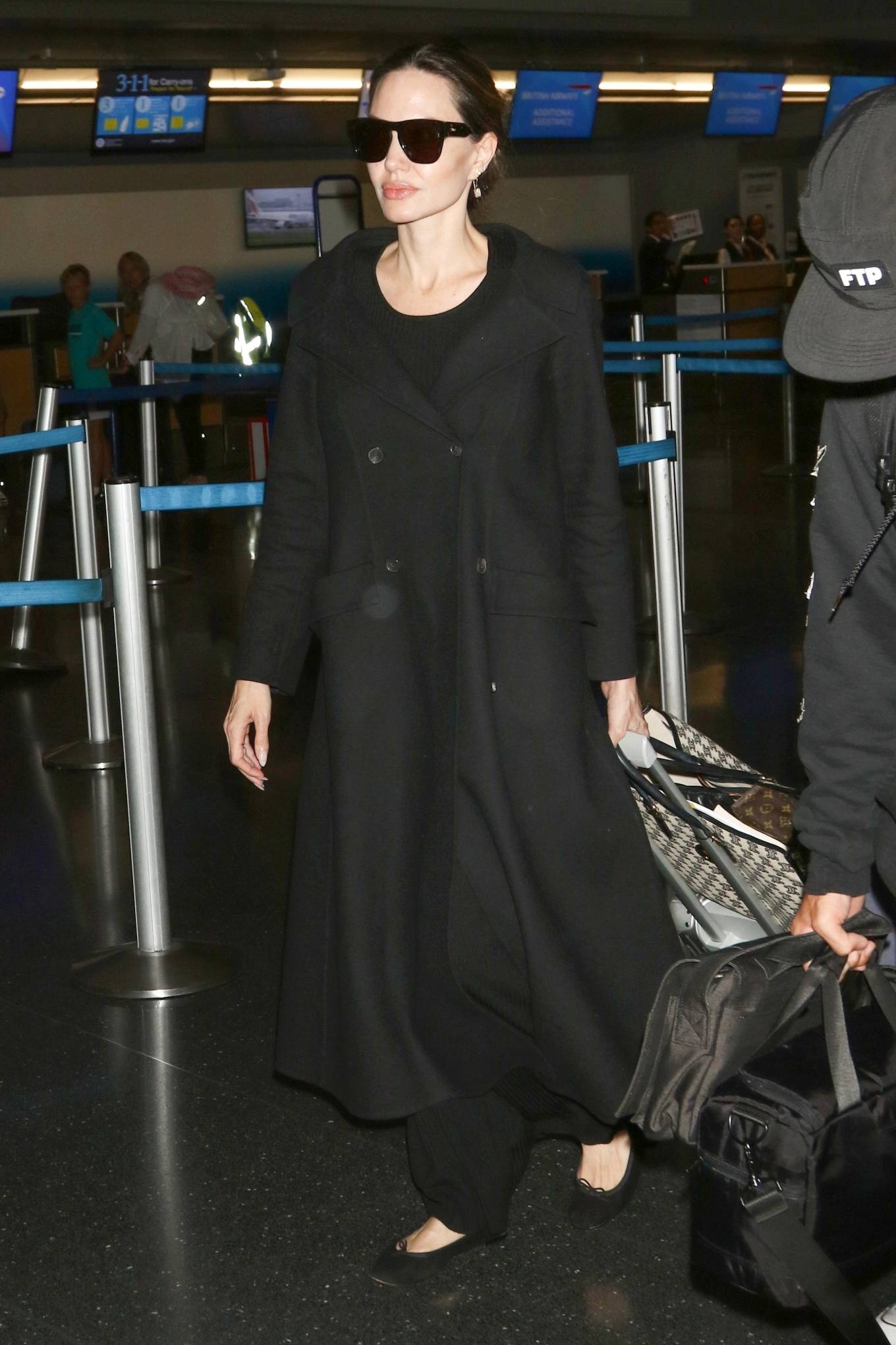 Angelina Jolie 2023 : Angelina Jolie – Arriving at JFK Airport in casual black attire in New York-05