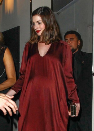 Anne Hathaway - Leaving Leonardo DiCaprio's Pre-Oscar Party 2016 in Beverly Hills