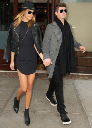 April Love Geary and Robin Thicke Leaving Tribeca Hotel in NY