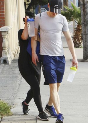 Ariel Winter and her boyfriend outside her gym in Los Angeles