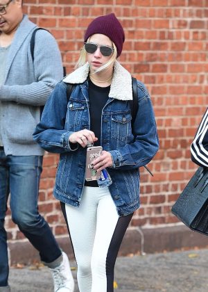 Ashley Benson in a Blue Jean Jacket out in New York City