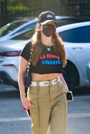 Ashley Benson - In cropped t-shirt steps out in Los Feliz
