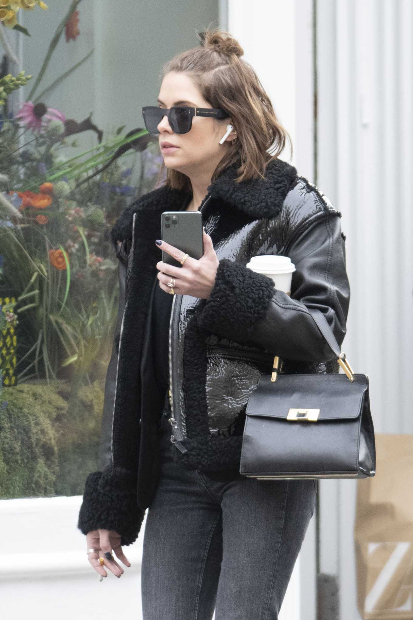Ashley Benson shows off her new short brown haircut in Soho | GotCeleb
