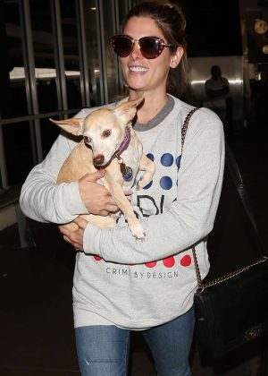 Ashley Greene with her dog at LAX Airport in Los Angeles