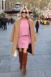 Ashley Roberts in a Pink Dress - Exits Heart Radio in London
