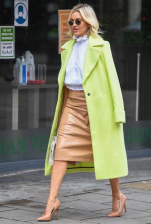 Ashley Roberts - In neon green coat leaving Global Studios in London