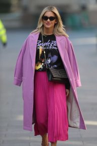 Ashley Roberts in Pink Outfit - Leaving Heart Radio Show in London