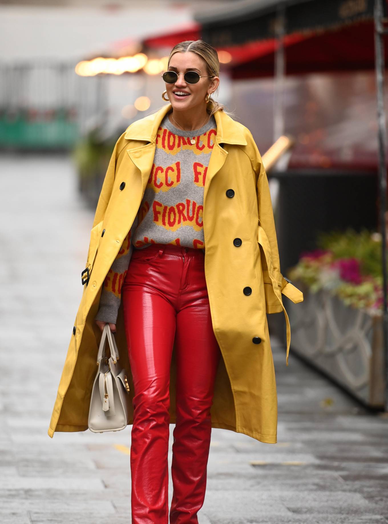 Ashley Roberts – In red leather pants leaving Global Studios – Heart FM in London