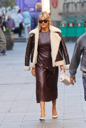 Ashley Roberts - In sheepskin coat for her radio appearance at Heart in London