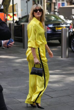 Ashley Roberts - Seen in yellow outfit at Heart radio in London